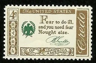 United States 1960 4c franklin credo stamp, photographed by a collector
