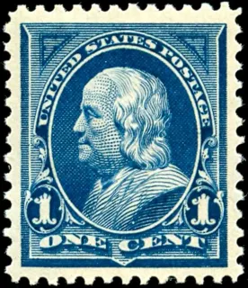 Another photo of the United States 1895 1c Benjamin Franklin stamp