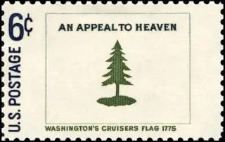 Another photo of the United States 1968 6c Historic American Flag stamp