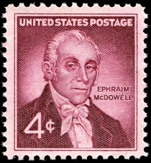 United States 1959 4c Mcdowellstamp stamp, photographed by a collector