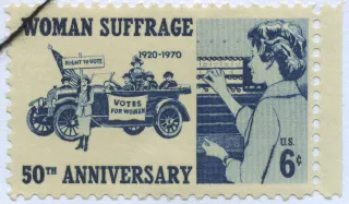 United States 1970 6c Woman Suffrage stamp, photographed by a collector