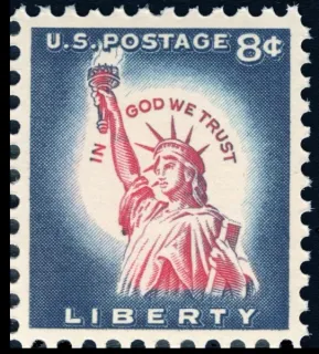 United States 1954 8 cents 8cliberty stamp, photographed by a collector