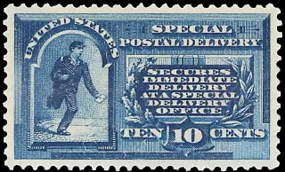 United States 1895 10 cents SpecDel stamp, photographed by a collector