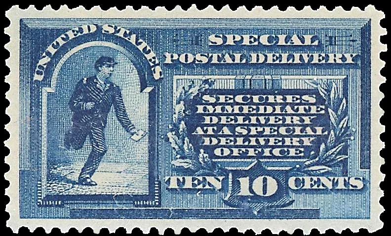 United States 1895 10 cents SpecDel stamp, photographed by a collector
