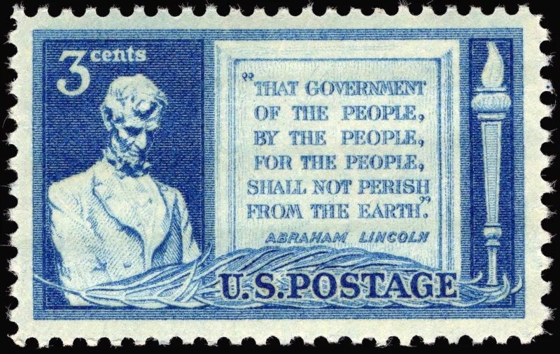 United States 1948 3c Gettysburg Address, of stamp, photographed by a collector
