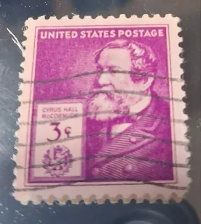 United States 1940 3 cents Cyrus Hall McCormic, cents stamp, photographed by a collector