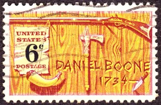 United States 1968 6c Daniel Boone stamp, photographed by a collector
