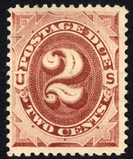United States 1879 2c 2c Brown Postage Due 1879 stamp, photographed by a collector