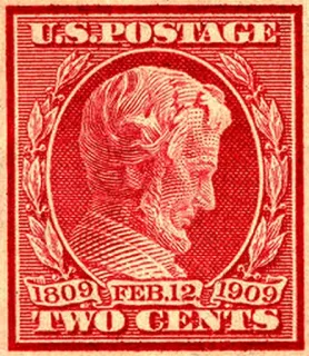 United States 1909 2c Classic engraving of Lincoln stamp, photographed by a collector