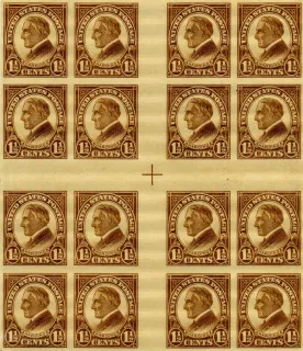 United States 1925 1½ cents HardingMemorial Gutters stamp, photographed by a collector