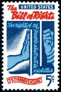 Another photo of the United States 1966 5¢ Bill of Rights Block stamp