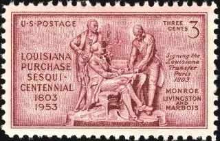 Another photo of the United States 1953 3c Louisiana Purchase Sesquicentennial stamp
