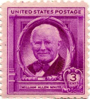 United States 1948 3 cents WilliamAllenWhite stamp, photographed by a collector