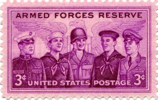 United States 1955 3 cents ArmedForcesReserve stamp, photographed by a collector