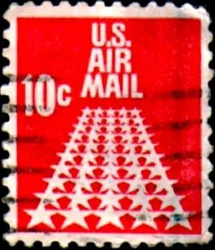 United States 1968 10 cents Usairmailstamp stamp, photographed by a collector