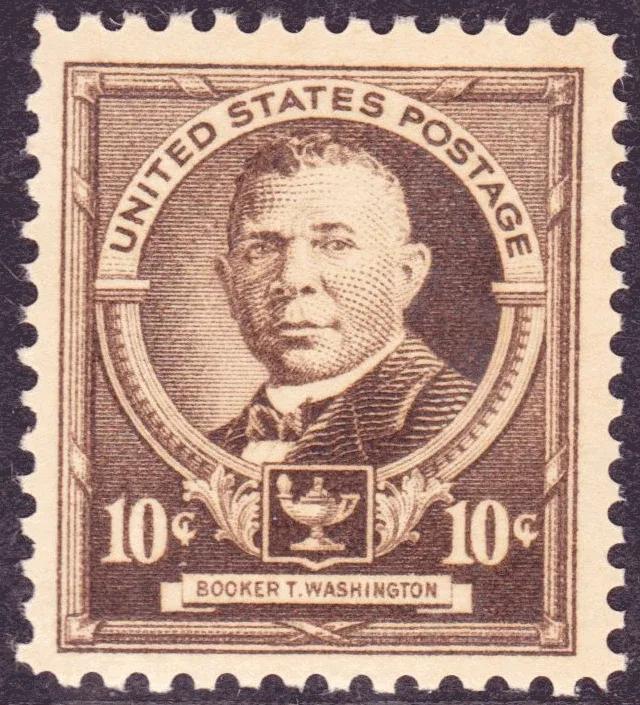 United States 1940 10c Booker T Washington stamp, photographed by a collector