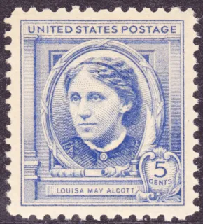 United States 1940 5 cents honoring Louisa May Alcott stamp, photographed by a collector