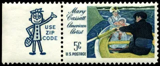 United States 1966 5c honoring Mary Cassatt stamp, photographed by a collector