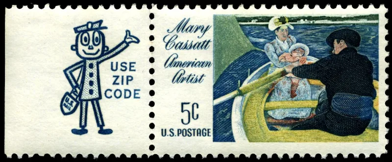 United States 1966 5c honoring Mary Cassatt stamp, photographed by a collector