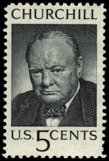 United States 1965 5 cents 0Churchill stamp, photographed by a collector