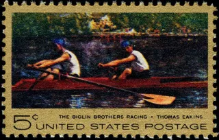 United States 1967 5c Thomas Eakins commemorative stamp, photographed by a collector