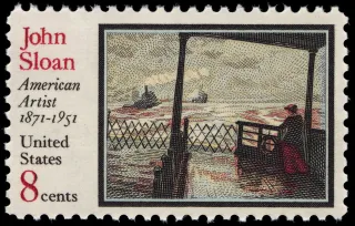 United States 1971 8 cents honoring John Sloan stamp, photographed by a collector