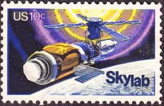 United States 1974 10c Skylab stamp, photographed by a collector