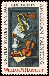 United States 1969 10c WilliamMHarnettStamp stamp, photographed by a collector