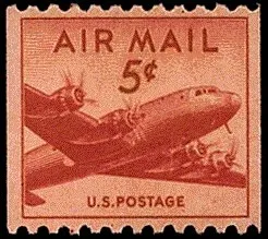 United States 1947 5 cents airmail stamp, photographed by a collector