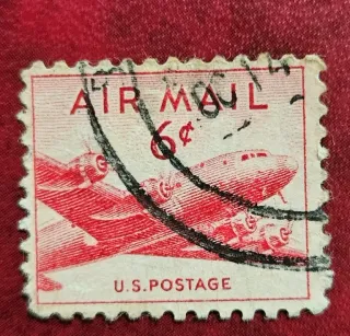 United States 1949 6¢ airmail stamp, photographed by a collector
