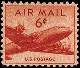 Another photo of the United States 1949 6¢ airmail stamp