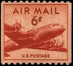 United States 1949 6 cents airmail stamp, photographed by a collector