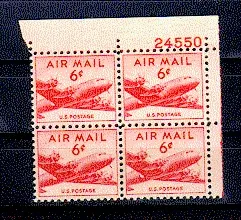 Another photo of the United States 1949 6 cents airmail stamp