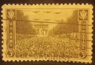 United States 1945 3c U.S. Army U.S. issued stamp, photographed by a collector