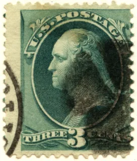 Another photo of the United States 1873 3c Washington stamp