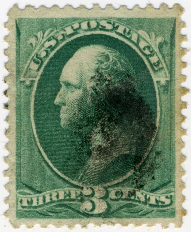 United States 1873 3c Washington stamp, photographed by a collector