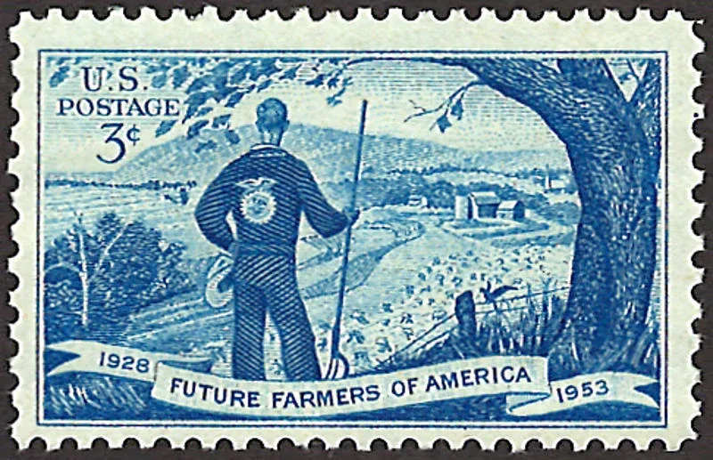 United States 1953 3 cents Future Farmers FFA U.S stamp, photographed by a collector