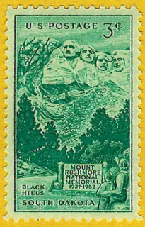 Another photo of the United States 1952 3c Mount Rushmore Monument stamp