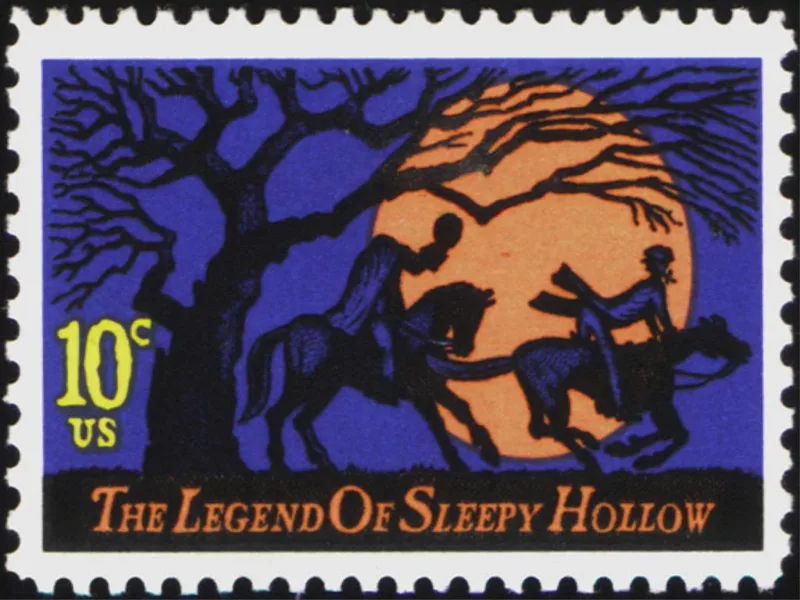 United States 1974 10 cents Legend of Sleepy Hollow U.S stamp, photographed by a collector