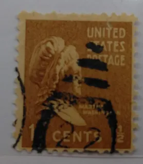 United States 1938 1 1/2 cents Martha Washington stamp, photographed by a collector
