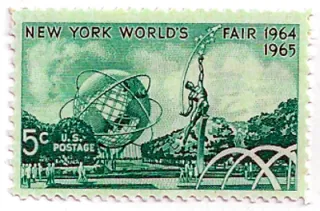 United States 1964 5 cents New York World Fair stamp, photographed by a collector