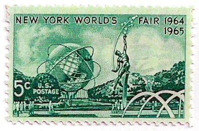 United States 1964 5 cents New York World Fair stamp, photographed by a collector