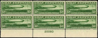 United States 1930 65c Graf Zeppelin stamp, photographed by a collector