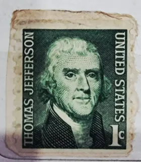 Another photo of the United States 1968 1c of Thomas Jefferson stamp