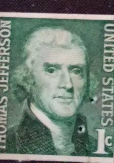Another photo of the United States 1968 1c of Thomas Jefferson stamp