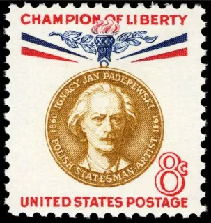 Another photo of the United States 1960 8 cents Paderewski stamp