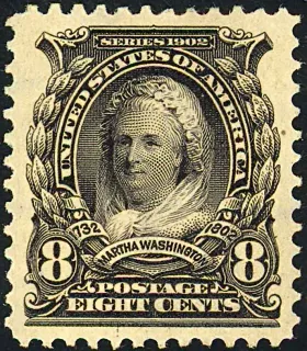 United States 1903 8c Martha Washington stamp, photographed by a collector
