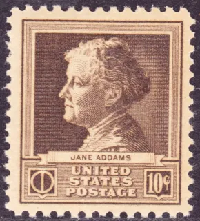 United States 1940 10c Jane addams stamp, photographed by a collector
