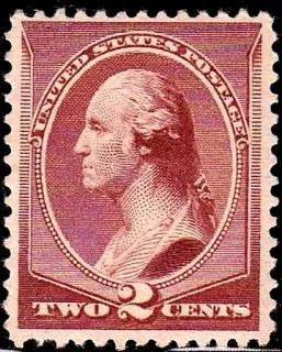 Another photo of the United States 1883 2c Washington stamp