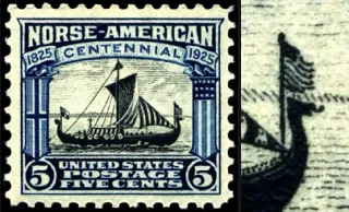 Another photo of the United States 1925 5c Norseamerican stamp
